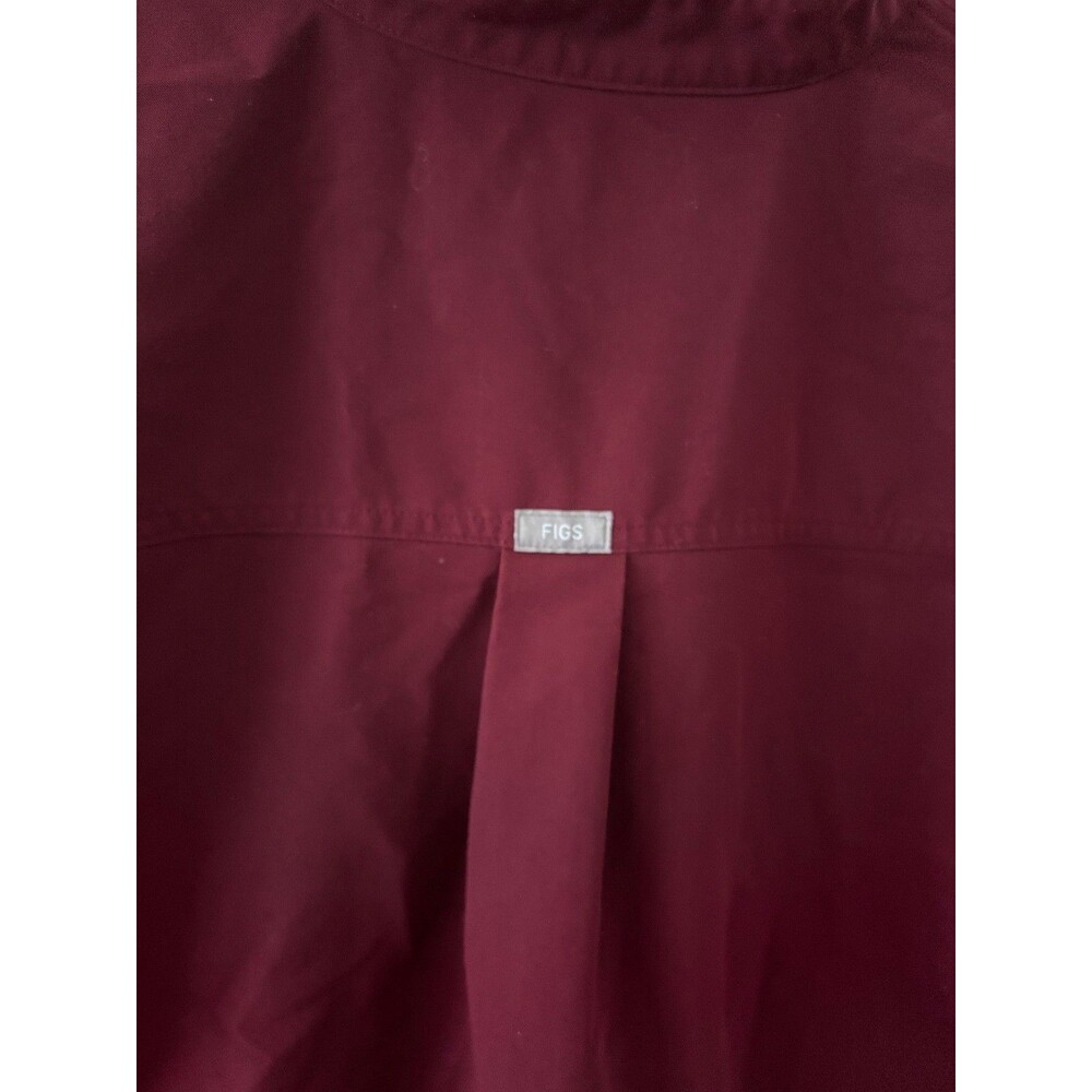 Figs Women's Sz S Rafaela Dark Red Maroon Scrub Top Button V Neck Two Pockets - Picture 8 of 12